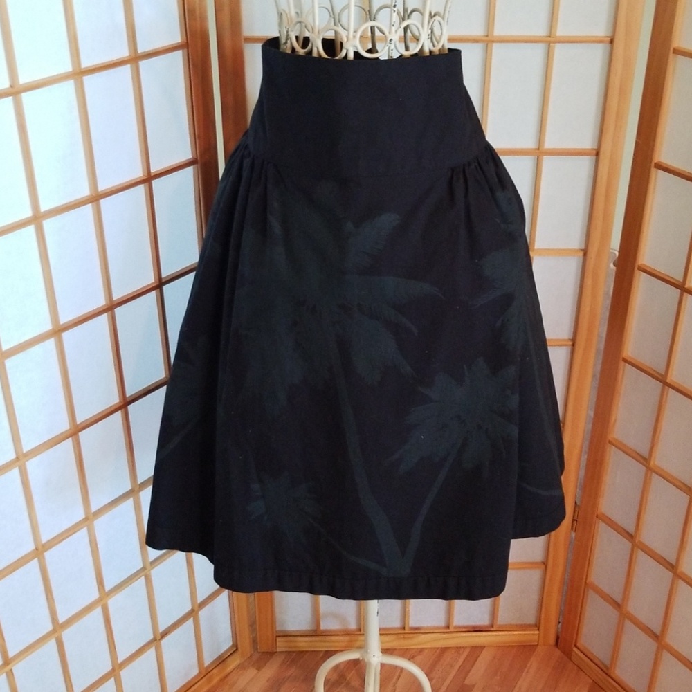 Norma Kamali Black Grey Gray Palm Tree Skirt